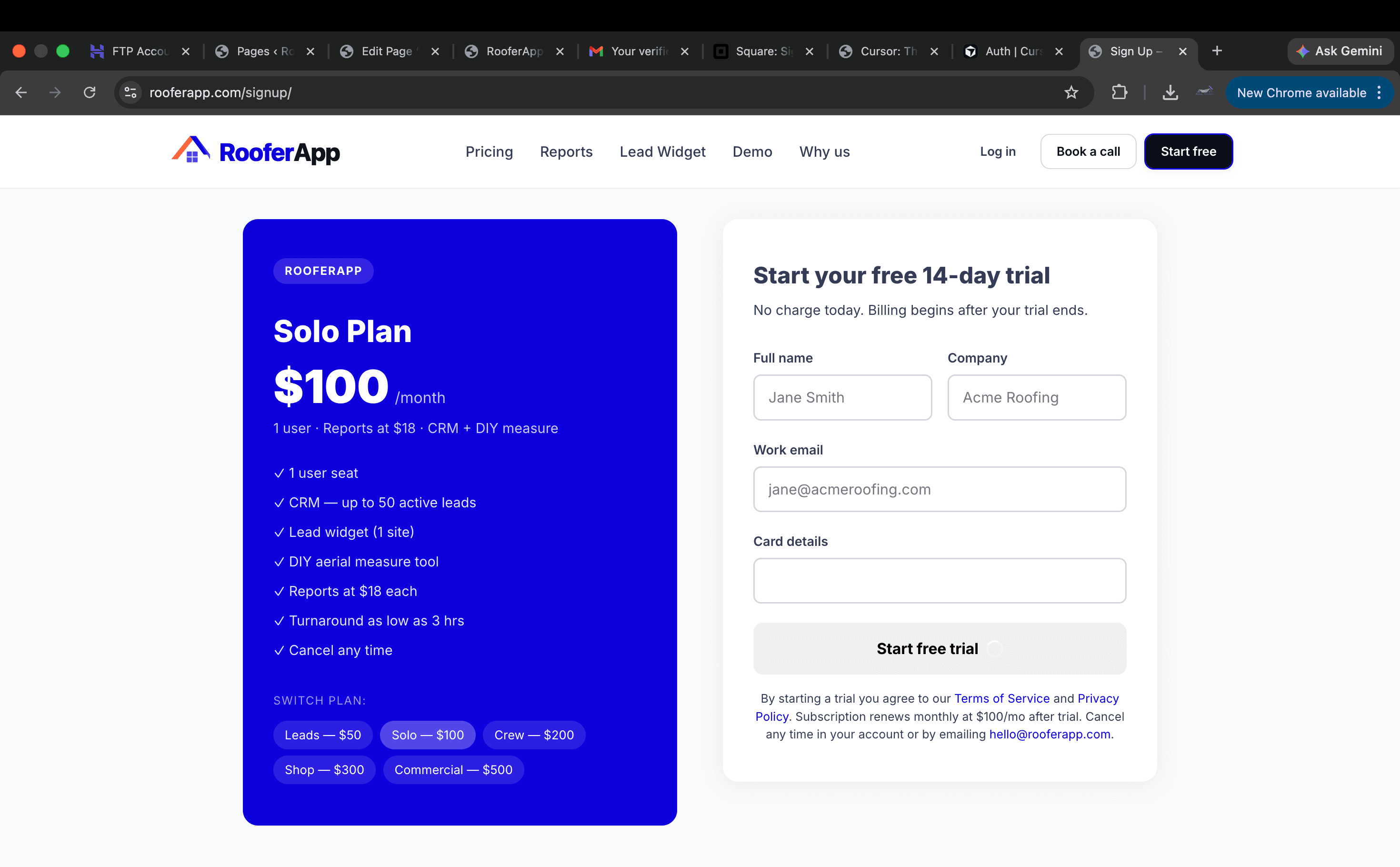 RooferApp — SaaS · CRM website developed by TechBisht Next.js Developer